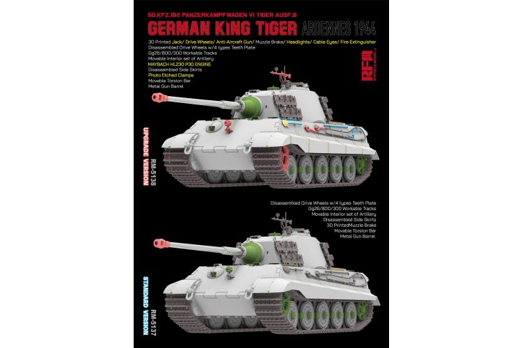 1:35 Rye Field Model 5137 Sd.Kfz. 182 Pz.Kpfw. VI Ausf. B German K&ouml;nigstiger &ndash; Ardennes 1944 &ndash; Standard Version - Rfm5137 3 - RFM5137