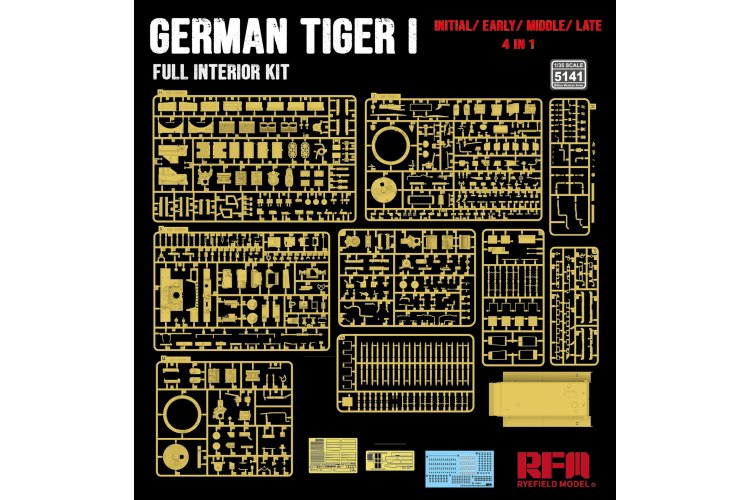 1:35 Rye Field Model 5141 Tiger I Interior &ndash; Initial, Early, Late Production &ndash; 4-in-1 Set - Rfm5141 4 - RFM5141