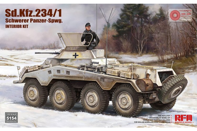 1:35 Rye Field Model 5154 Sd.Kfz. 234/1 Schwerer Panzer-Spwg. WWII - Interieur Kit - Gepantserd Voertuig - Rfm5154 1 - RFM5154