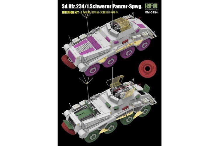 1:35 Rye Field Model 5154 Sd.Kfz. 234/1 Schwerer Panzer-Spwg. WWII - Interieur Kit - Gepantserd Voertuig - Rfm5154 4 - RFM5154