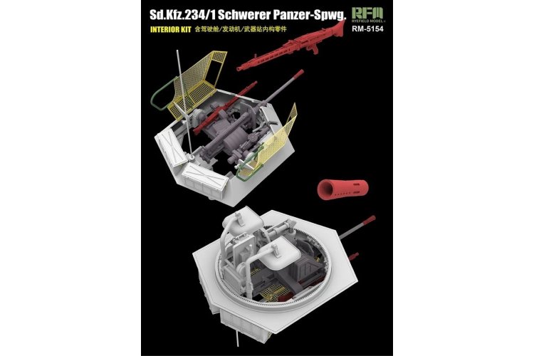 1:35 Rye Field Model 5154 Sd.Kfz. 234/1 Schwerer Panzer-Spwg. WWII - Interieur Kit - Gepantserd Voertuig - Rfm5154 5 - RFM5154