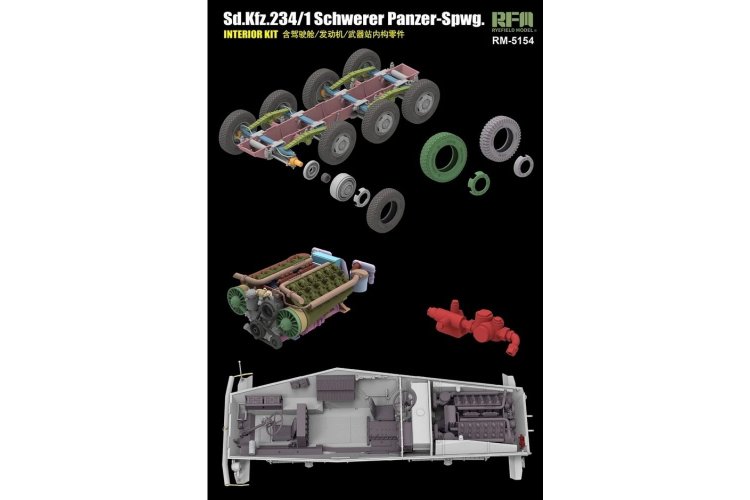 1:35 Rye Field Model 5154 Sd.Kfz. 234/1 Schwerer Panzer-Spwg. WWII - Interieur Kit - Gepantserd Voertuig - Rfm5154 6 - RFM5154
