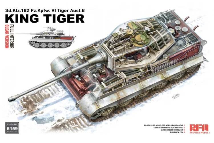 1:35 Rye Field Model 5159 Sd.Kfz.182 Pz.Kpfw. VI Tiger Ausf. B King Tiger with Transparent Hull and Full Interior - Rfm5159 1 - RFM5159