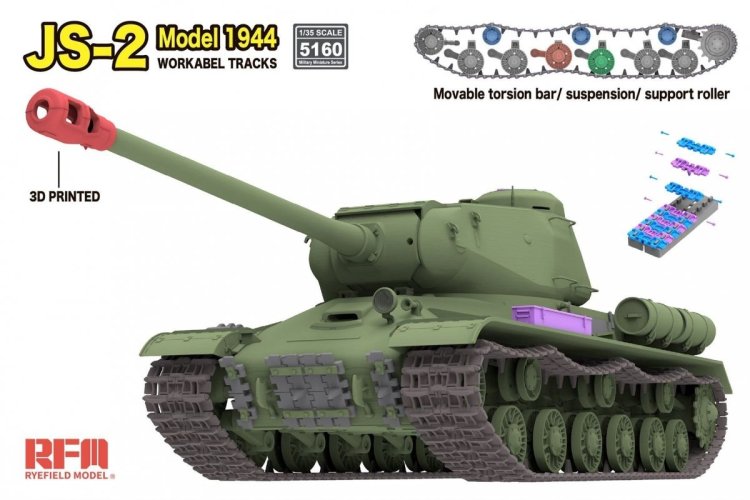1:35 Rye Field Model 5160 JS-2 Model 1944 met Werkende Rupsbanden WWII - Sovjet Zware Tank - Rfm5160 2 - RFM5160