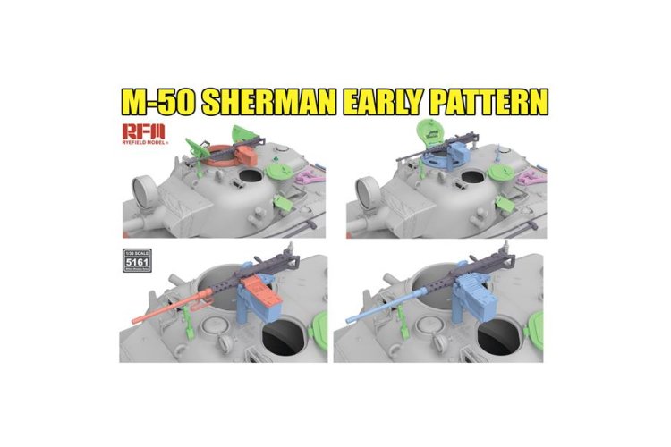 1:35 Rye Field Model 5161 M-50 Sherman Early Pattern Degem Aleph / Degem Beth - Israeli Medium Tank - Rfm5161 6 - RFM5161