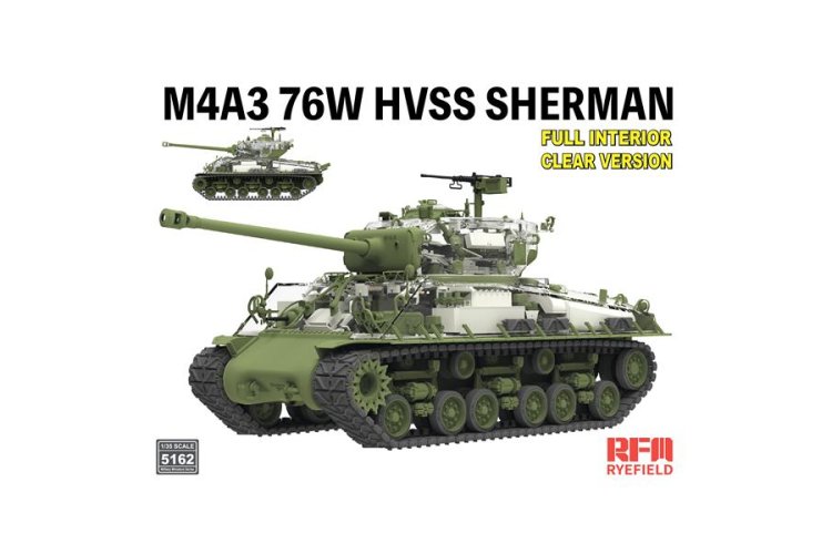 1:35 Rye Field Model 5162 M4A3 76W HVSS Sherman Late WWII with Transparent Hull and Full Interior - American Medium Tank - Rfm5162 1 - RFM5162
