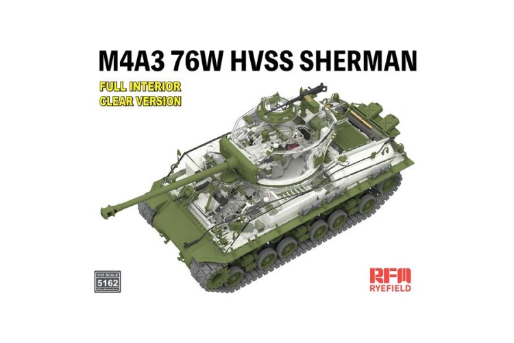 1:35 Rye Field Model 5162 M4A3 76W HVSS Sherman Late WWII with Transparent Hull and Full Interior - American Medium Tank - Rfm5162 2 - RFM5162