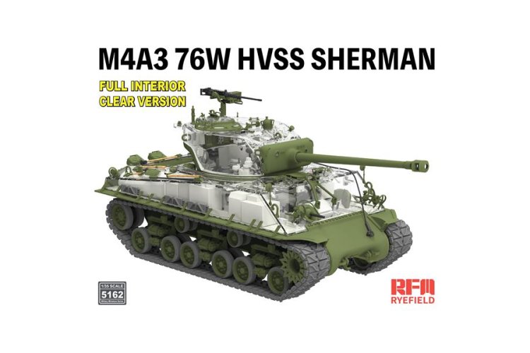 1:35 Rye Field Model 5162 M4A3 76W HVSS Sherman Late WWII with Transparent Hull and Full Interior - American Medium Tank - Rfm5162 3 - RFM5162