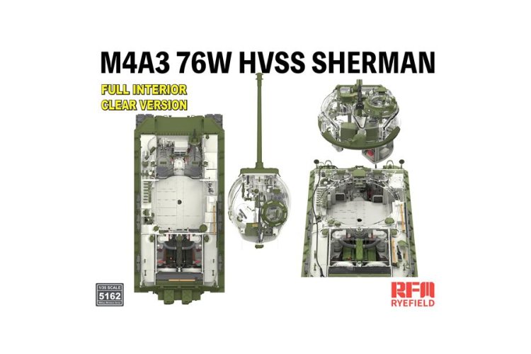 1:35 Rye Field Model 5162 M4A3 76W HVSS Sherman Late WWII with Transparent Hull and Full Interior - American Medium Tank - Rfm5162 4 - RFM5162