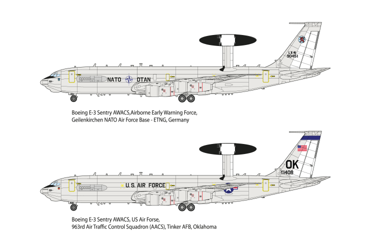 1:144 Roden 345 Boeing E-3 Sentry AWACS - Amerikaans Vliegtuig - Rod345 4 - ROD345