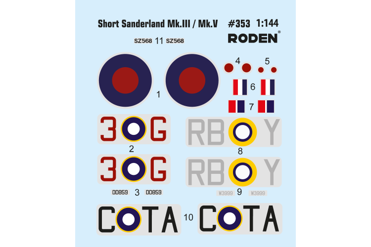1:144 Roden 353 Short S.25 Sunderland Mk.III/V - Britse Maritieme Patrouillevliegboot - Rod353 3 - ROD353