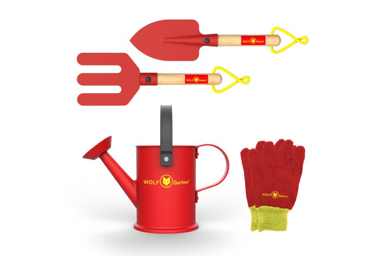 Wolf Garten Kinder Speelgoed &ndash; 4-delige tuingereedschapset met accessoires - Rtb sgh008 04 w 1 - RTB-SGH008-04-W