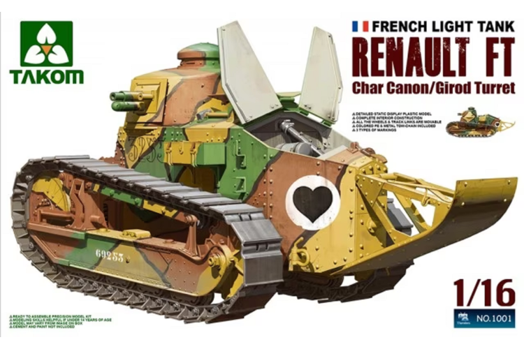 1:16 Takom 1001 French Light Tank Renault FT - Char Canon/Girod Turret - Tak1001 1 - TAK1001