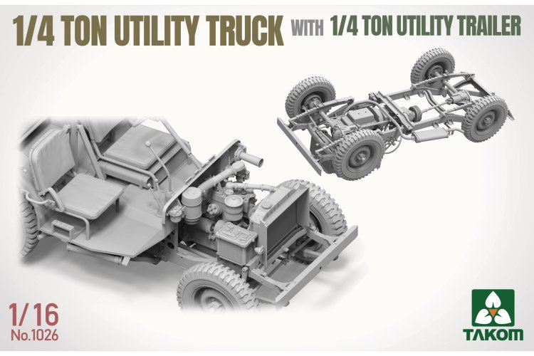1:16 Takom 1026 1/4 Ton Utility Truck with 1/4 Ton Utility Trailer WWII &ndash; American Military Vehicle - Tak1026 6 - TAK1026