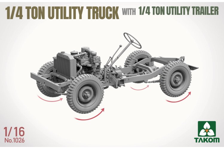 1:16 Takom 1026 1/4 Ton Utility Truck with 1/4 Ton Utility Trailer WWII &ndash; American Military Vehicle - Tak1026 7 - TAK1026