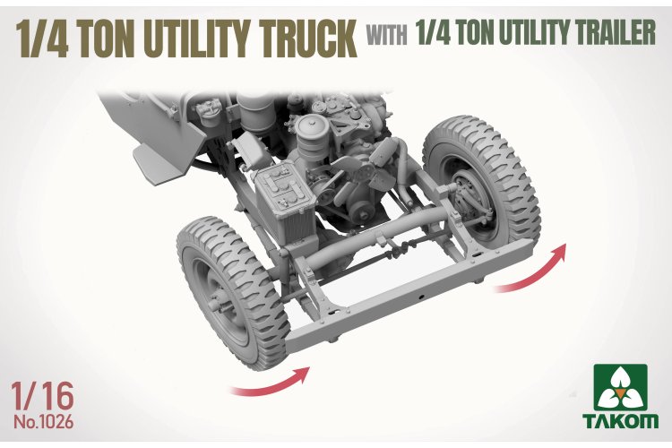 1:16 Takom 1026 1/4 Ton Utility Truck with 1/4 Ton Utility Trailer WWII &ndash; American Military Vehicle - Tak1026 8 - TAK1026