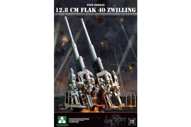 1:35 Takom 2023 12.8cm FlaK 40 Zwilling WWII - Duits Luchtafweerkanon - Tak2023 1 - TAK2023