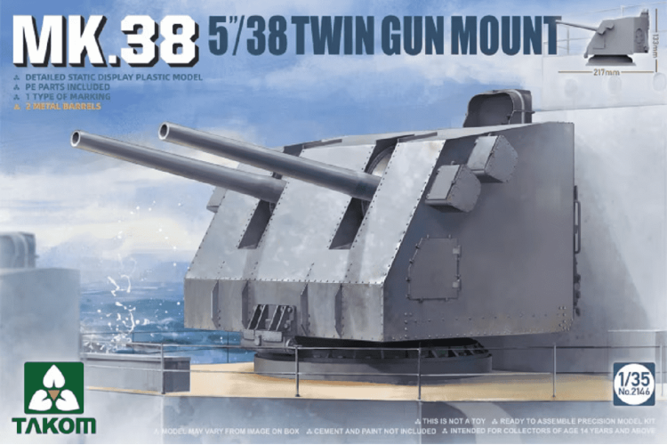 1:35 Takom 2146 MK.38 5/38 Twin Gun Mount - Metal Barrel - Tak2146 1 - TAK2146