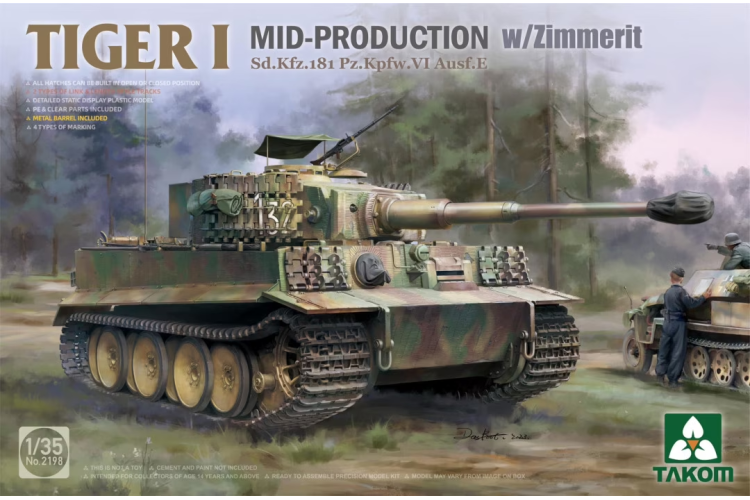 1:35 Takom 2198 Tiger I Mid-Production w/Zimmerit - Sd.Kfz. 181 Pz.Kpfw. VI Ausf. E - Tak2198 - TAK2198