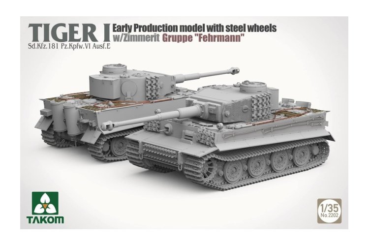 1:35 Takom 2202 Tiger I Sd.Kfz.181 Pz.Kpfw.VI Ausf.E - Early production model with steel wheels and Zimmerit - Gruppe 'Fehrmann' - Tak2202 2 - TAK2202