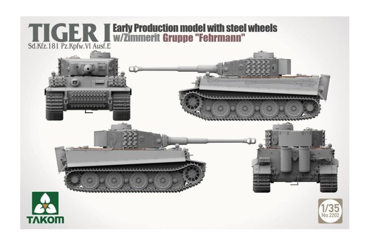 1:35 Takom 2202 Tiger I Sd.Kfz.181 Pz.Kpfw.VI Ausf.E - Early production model with steel wheels and Zimmerit - Gruppe 'Fehrmann' - Tak2202 3 - TAK2202