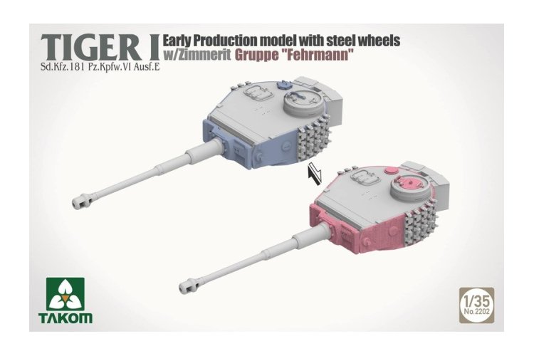 1:35 Takom 2202 Tiger I Sd.Kfz.181 Pz.Kpfw.VI Ausf.E - Early production model with steel wheels and Zimmerit - Gruppe 'Fehrmann' - Tak2202 5 - TAK2202