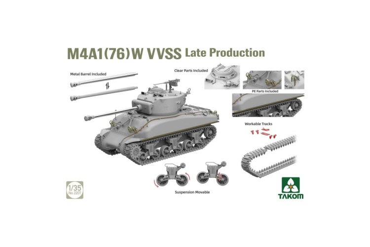 1:35 Takom 2207 M4A1(76)W VVSS Late Production WWII &ndash; American Tank - Tak2207 3 - TAK2207