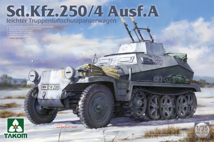 1:35 Takom 2211 Sd.Kfz.250/4 Ausf.A Leichter Truppenluftschutzpanzerwagen - Duits Luchtafweer Pantserinfanterievoertuig - Tak2211 1 - TAK2211