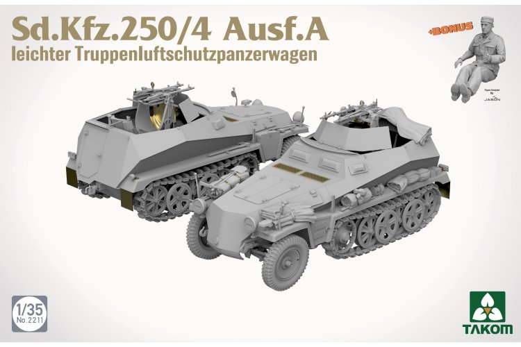 1:35 Takom 2211 Sd.Kfz.250/4 Ausf.A Leichter Truppenluftschutzpanzerwagen - Duits Luchtafweer Pantserinfanterievoertuig - Tak2211 2 - TAK2211