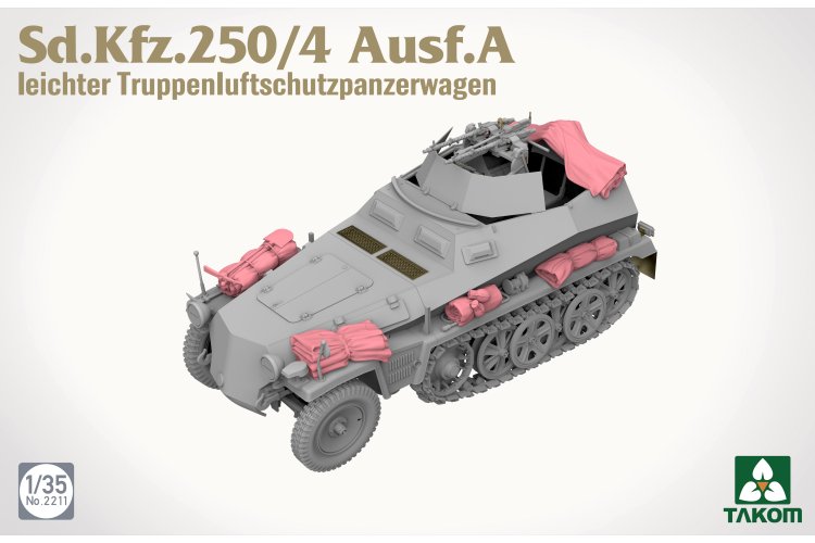 1:35 Takom 2211 Sd.Kfz.250/4 Ausf.A Leichter Truppenluftschutzpanzerwagen - Duits Luchtafweer Pantserinfanterievoertuig - Tak2211 3 - TAK2211
