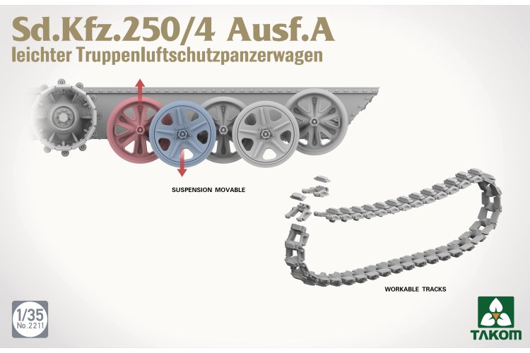 1:35 Takom 2211 Sd.Kfz.250/4 Ausf.A Leichter Truppenluftschutzpanzerwagen - Duits Luchtafweer Pantserinfanterievoertuig - Tak2211 6 - TAK2211