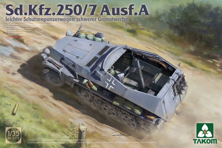 1:35 Takom 2212 Sd.Kfz.250/7 Ausf.A Leichter Sch&uuml;tzenpanzerwagen - Schwerer Granatwerfer - Duits Mortier Pantserinfanterievoertuig - Tak2212 1 - TAK2212