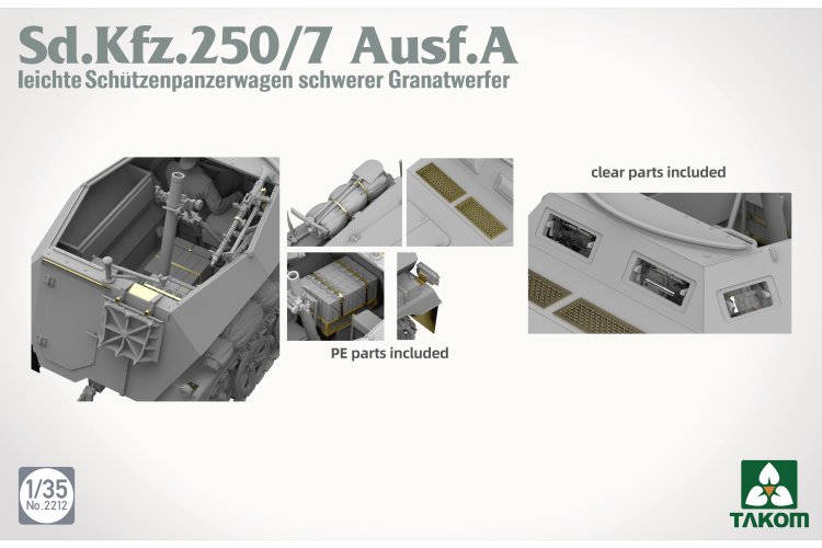 1:35 Takom 2212 Sd.Kfz.250/7 Ausf.A Leichter Sch&uuml;tzenpanzerwagen - Schwerer Granatwerfer - Duits Mortier Pantserinfanterievoertuig - Tak2212 4 - TAK2212