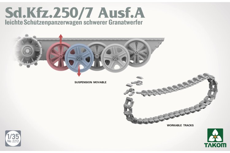 1:35 Takom 2212 Sd.Kfz.250/7 Ausf.A Leichter Sch&uuml;tzenpanzerwagen - Schwerer Granatwerfer - Duits Mortier Pantserinfanterievoertuig - Tak2212 6 - TAK2212