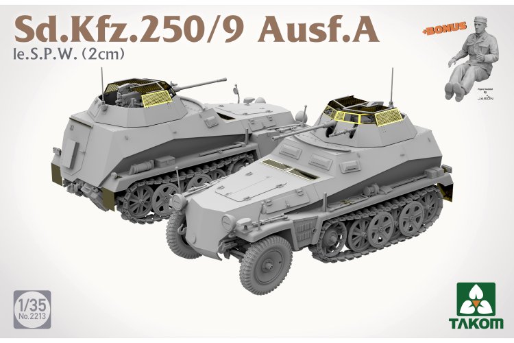 1:35 Takom 2213 Sd.Kfz.250/9 Ausf.A le.S.P.W. 2 cm WWII - German Reconnaissance Half-Track - Tak2213 2 - TAK2213