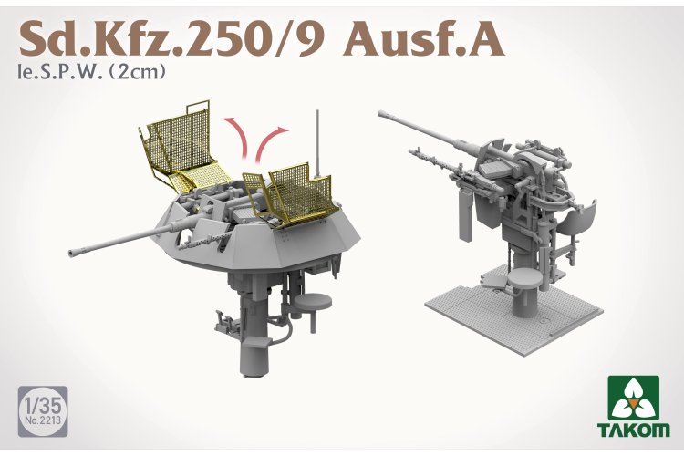 1:35 Takom 2213 Sd.Kfz.250/9 Ausf.A le.S.P.W. 2 cm WWII - German Reconnaissance Half-Track - Tak2213 5 - TAK2213