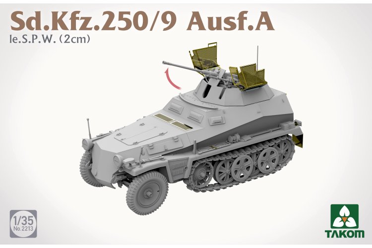 1:35 Takom 2213 Sd.Kfz.250/9 Ausf.A le.S.P.W. 2 cm WWII - German Reconnaissance Half-Track - Tak2213 6 - TAK2213