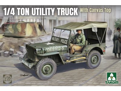 1:35 Takom 2214 Willys MB 1/4 Ton Utility Truck met Canvas Dak WWII - Amerikaans Militair Terreinvoertuig - Tak2214 1 - TAK2214