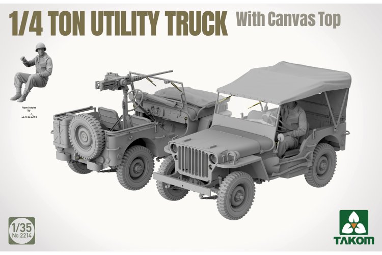 1:35 Takom 2214 Willys MB 1/4 Ton Utility Truck met Canvas Dak WWII - Amerikaans Militair Terreinvoertuig - Tak2214 2 - TAK2214