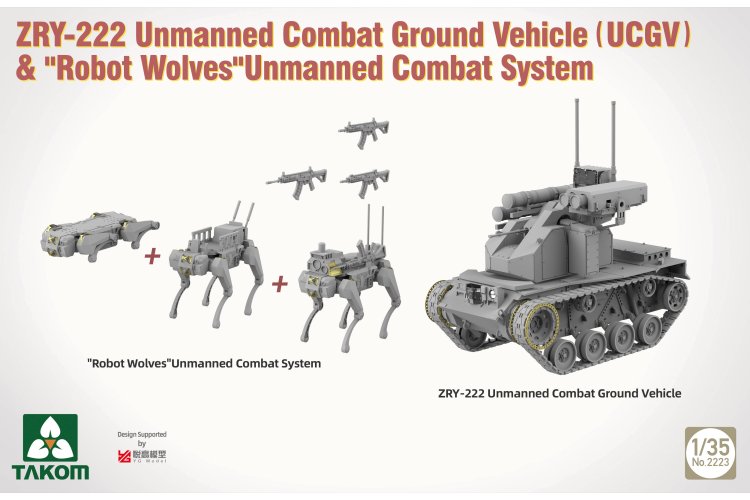 1:35 Takom 2223 ZRY-222 Unmanned Combat Ground Vehicle met Robot Wolves - Chinees Militair Voertuig - Tak2223 2 - TAK2223