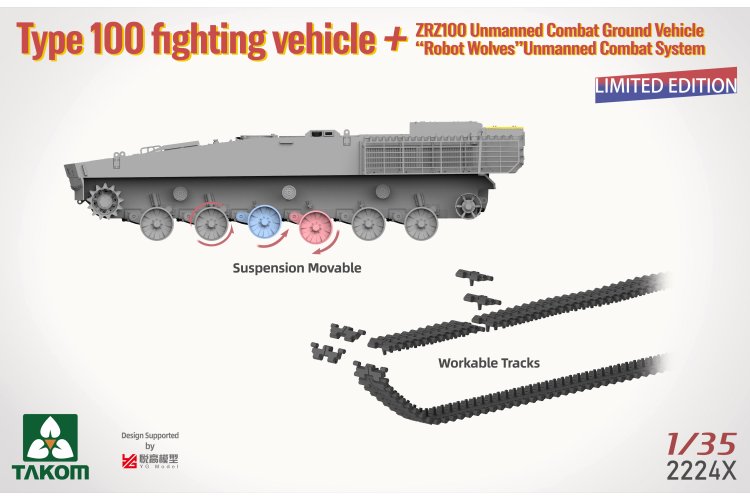 1:35 Takom 2224X Type 100 Fighting Vehicle met ZRZ-100 UCGV & Robot Wolves Combat System - Chinese Tank - Tak2224x 8 - TAK2224X