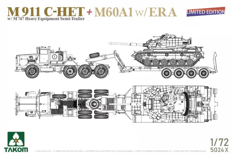 1:72 Takom 5024X M911 C-HET with M747 Heavy Equipment Semi-Trailer &ndash; M60A1 with ERA &ndash; Limited Edition - Tak5024x 1 - TAK5024X