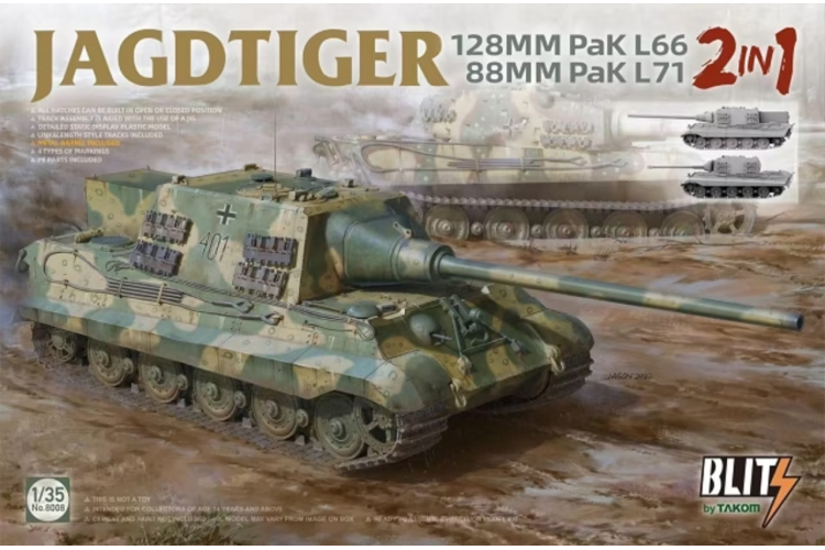 1:35 Takom 8008 Jagdtiger 128 mm Pak L66 & 88mm Pak L71 - 2 in 1 - Tak8008 1 - TAK8008