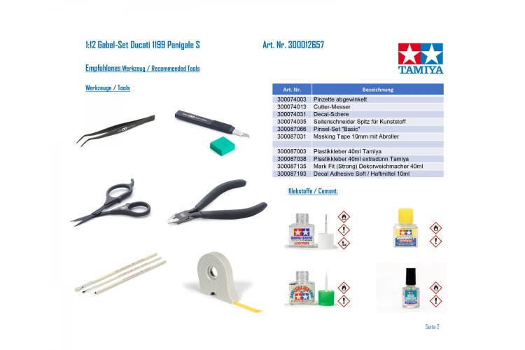 1:12 Tamiya 12657 Ducati 1199 Panigale S - Voorvorkset voor Tamiya #14129 en #14132 - Tam12657 xs 3 - TAM12657-XS