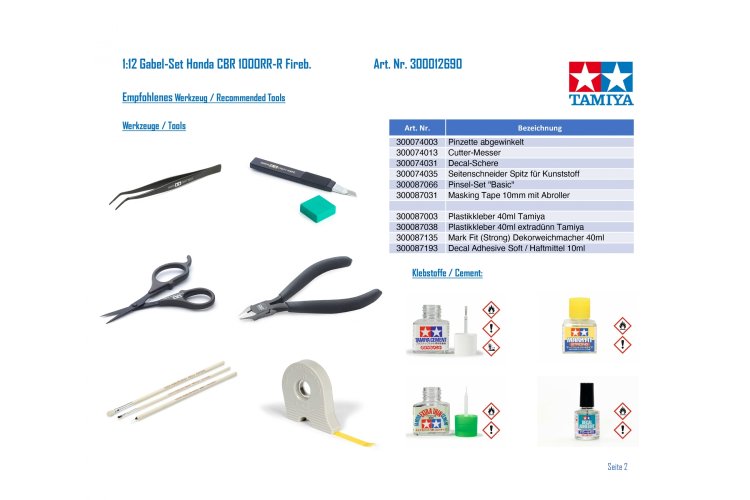 1:12 Tamiya 12690 CBR1000RR-R Front Fork Set - Tam12690 3 - TAM12690