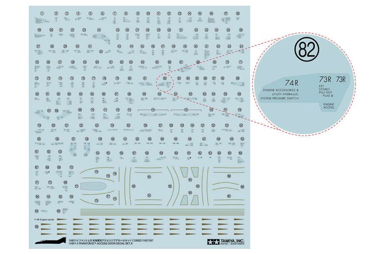 1:48 Tamiya 12692 Detail Up Parts - F-4 Phantom II Access Door Decal Set A - Tam12692 1 - TAM12692