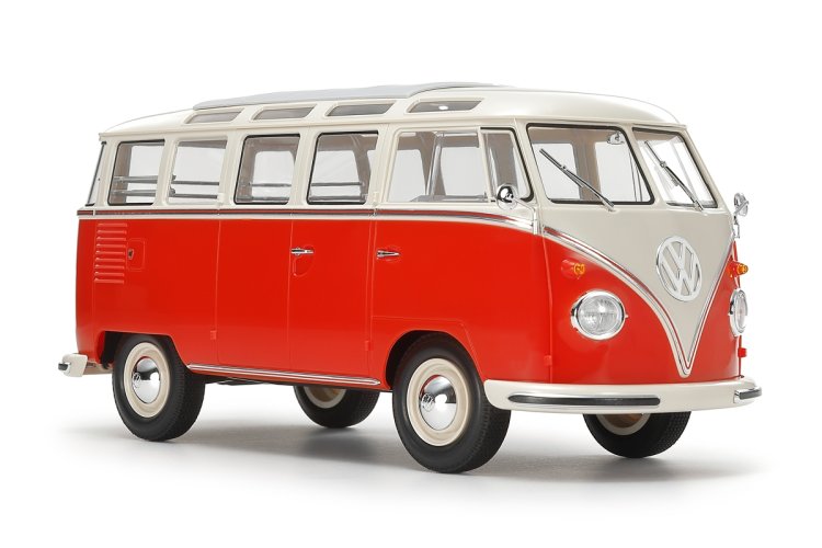 1:24 Tamiya 28101 Volkswagen Type 2 T1 Samba - Rood/Wit - Clic Loc - Duitse Klassieke Bus - Tam28101 2 - TAM28101