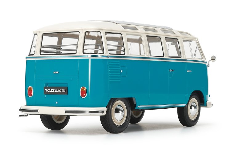 1:24 Tamiya 28102 Volkswagen Type 2 T1 Samba - Blauw/Wit - Clic Loc - Duitse Klassieke Bus - Tam28102 4 - TAM28102