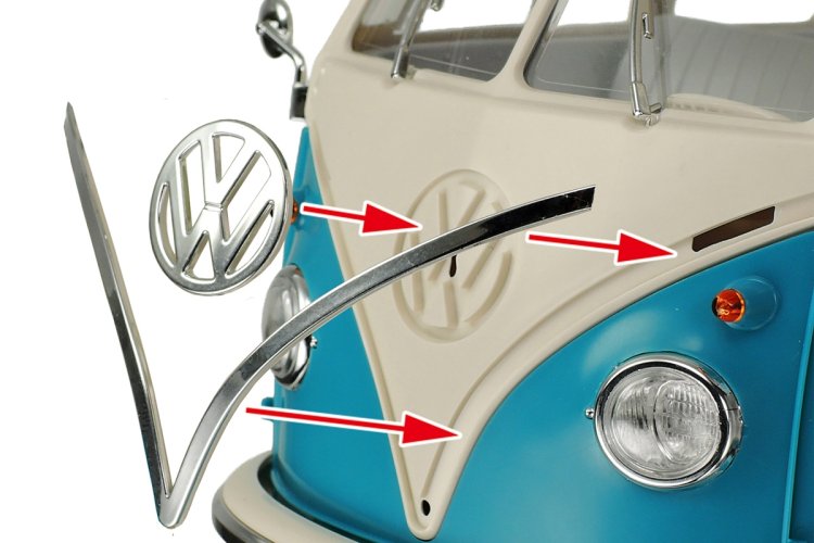 1:24 Tamiya 28102 Volkswagen Type 2 T1 Samba - Blauw/Wit - Clic Loc - Duitse Klassieke Bus - Tam28102 5 - TAM28102