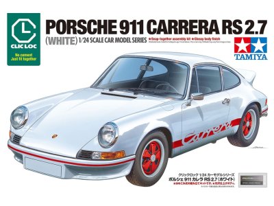 1:24 Tamiya 28103 Porsche 911 Carrera RS 2.7 - Wit - Clic Loc - Duitse Klassieke Sportauto - Tam28103 1 - TAM28103